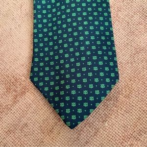 Brooks Brothers Makers Silk Necktie Blue and Green Lyre motif